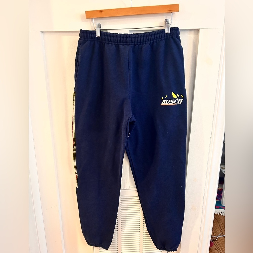 Vintage Jerzees Busch Beer sweatpants side stripes